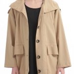 SHORT TRENCH COAT WITH REMOVABLE HOOD DETAIL — BEIGE