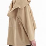 SHORT TRENCH COAT WITH REMOVABLE HOOD DETAIL — BEIGE