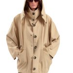SHORT TRENCH COAT WITH REMOVABLE HOOD DETAIL — BEIGE