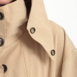 SHORT TRENCH COAT WITH REMOVABLE HOOD DETAIL — BEIGE