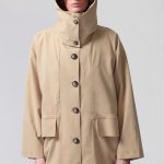 SHORT TRENCH COAT WITH REMOVABLE HOOD DETAIL — BEIGE