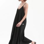 LONG DRESS WITH A DEEP BACK — BLACK