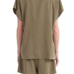 BLAZER WITH OVERSIZED SHOULDERS AND LOGO BUTTON DETAIL — CHAKI