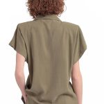 BLAZER WITH OVERSIZED SHOULDERS AND LOGO BUTTON DETAIL — CHAKI