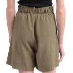 BERMUDA SHORTS WITH ELASTICATED WAIST AND LOGO BUTTON DETAIL — CHAKI