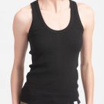 SLEEVELESS RIBBED FITTED TOP — BLACK