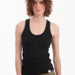 SLEEVELESS RIBBED FITTED TOP — BLACK