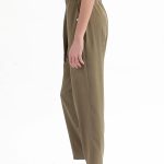 CROPPED TROUSERS WITH ELASTICATED WAIST — CHAKI