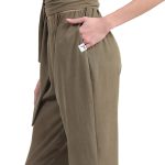 CROPPED TROUSERS WITH ELASTICATED WAIST — CHAKI