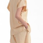 BLAZER WITH OVERSIZED SHOULDERS AND LOGO BUTTON DETAIL — BUTTER