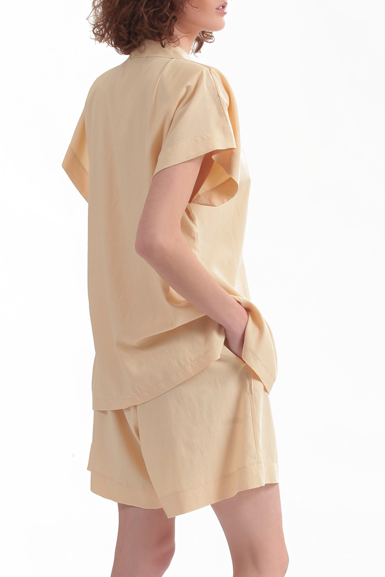 BLAZER WITH OVERSIZED SHOULDERS AND LOGO BUTTON DETAIL — BUTTER