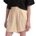 BERMUDA SHORTS WITH ELASTICATED WAIST AND LOGO BUTTON DETAIL — BUTTER