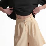 BERMUDA SHORTS WITH ELASTICATED WAIST AND LOGO BUTTON DETAIL — BUTTER
