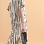 STRIPE LONGLINE SHIRT WITH V NECKLINE AND BACK BUTTONS DETAIL — STRIPE