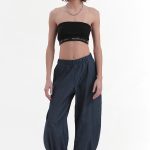 BUSTIER WITH ELASTIC LOGO — BLACK