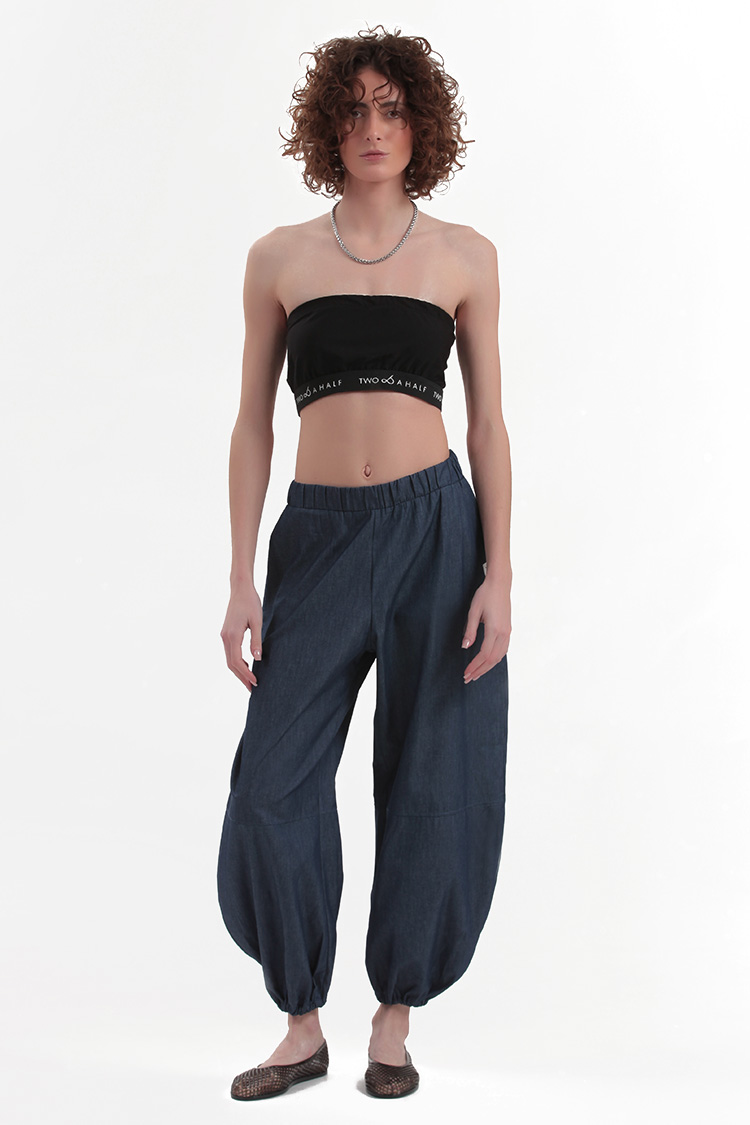 BUSTIER WITH ELASTIC LOGO — BLACK