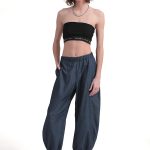 BALLON TROUSER WITH ELASTIC HEM — DENIM