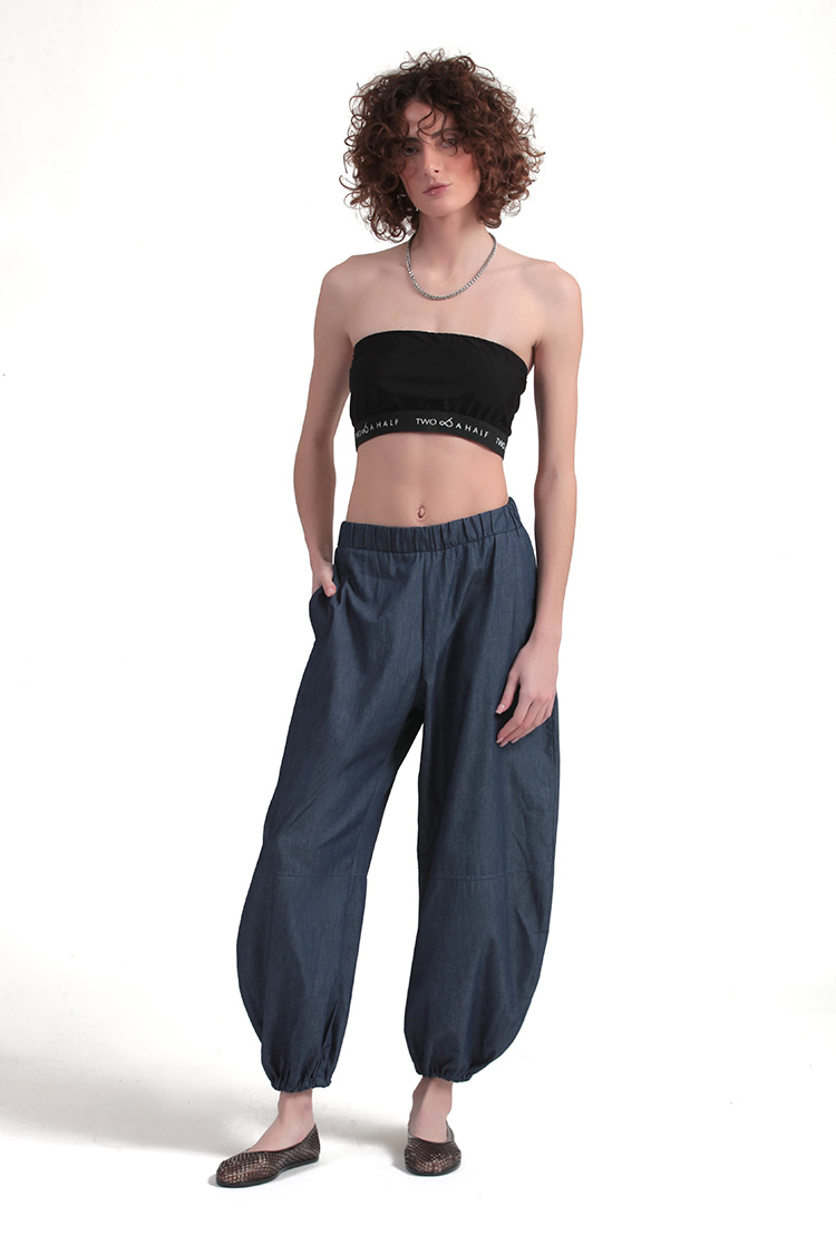 BALLON TROUSER WITH ELASTIC HEM — DENIM
