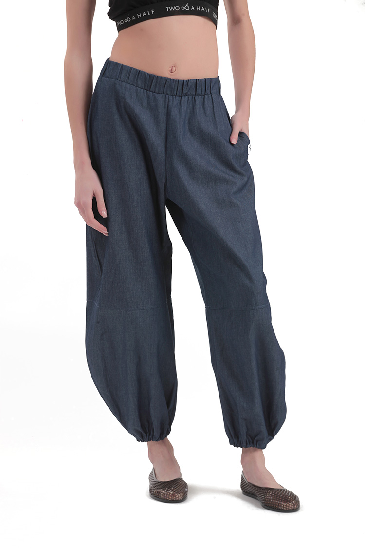 BALLON TROUSER WITH ELASTIC HEM — DENIM