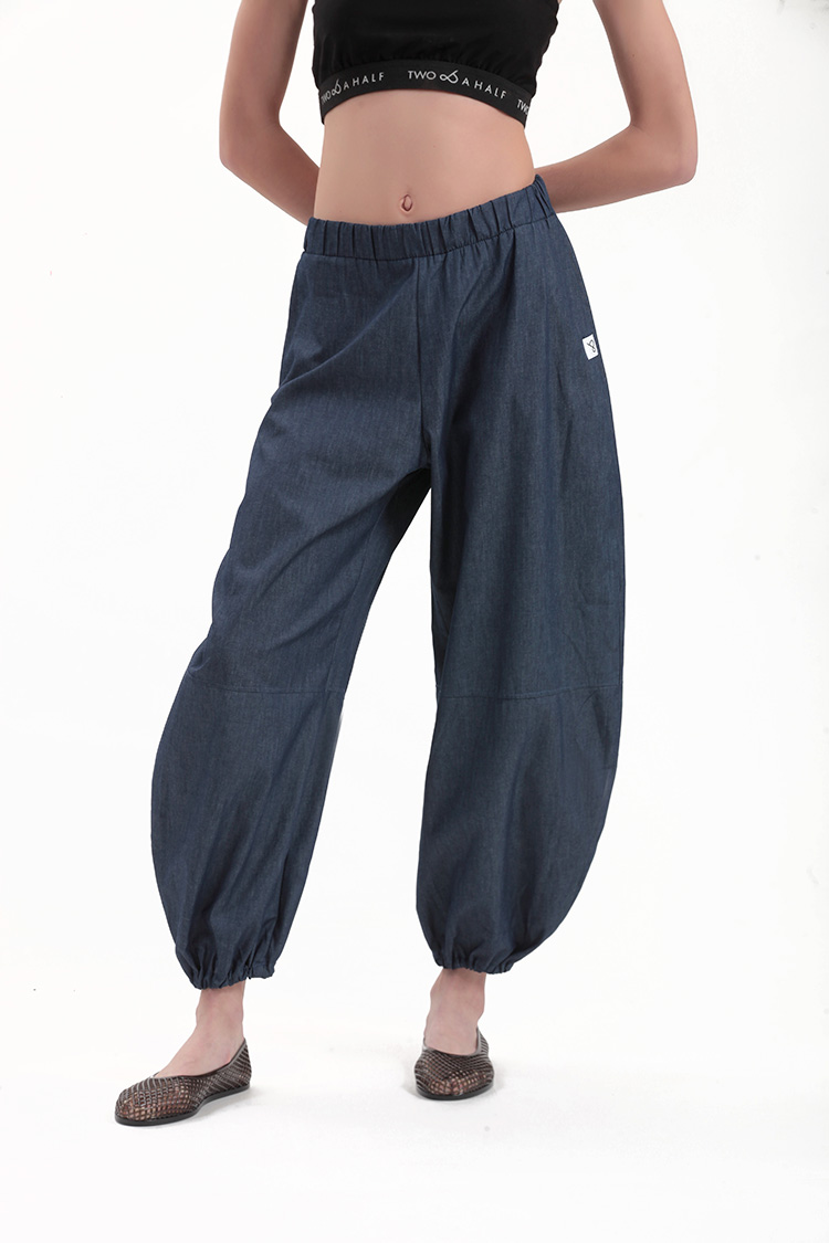 BALLON TROUSER WITH ELASTIC HEM — DENIM