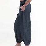 BALLON TROUSER WITH ELASTIC HEM — DENIM