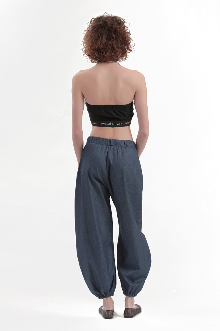 BALLON TROUSER WITH ELASTIC HEM — DENIM
