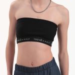 BUSTIER WITH ELASTIC LOGO — BLACK