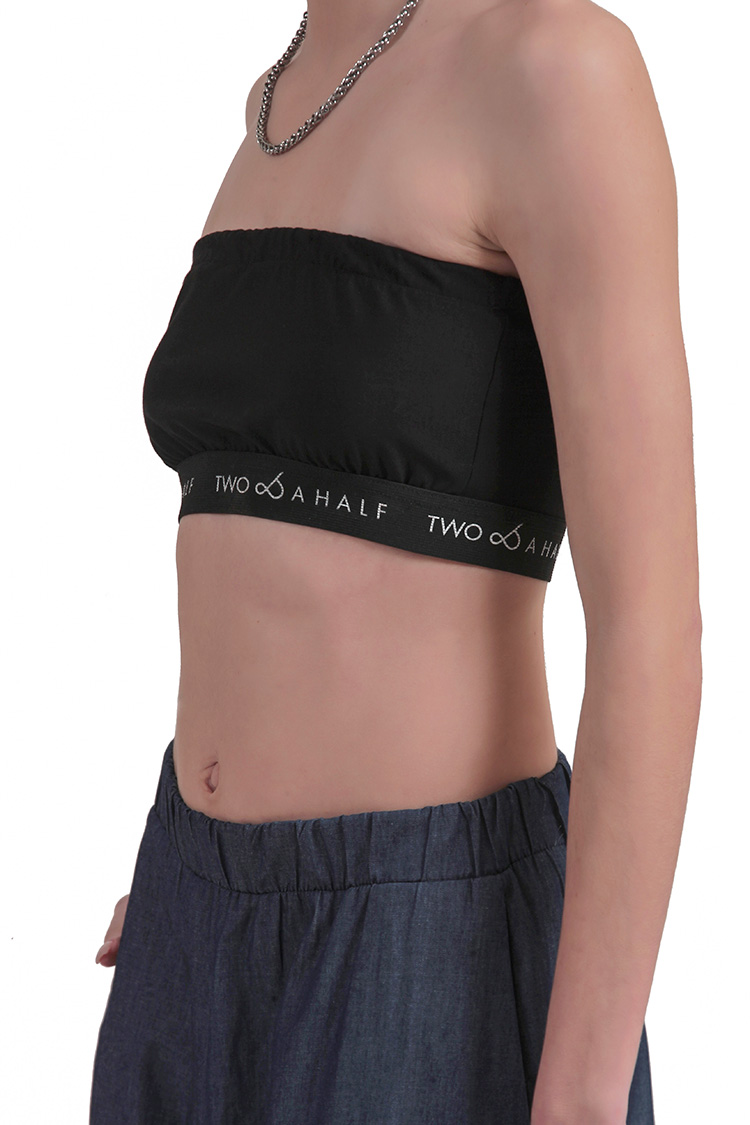 BUSTIER WITH ELASTIC LOGO — BLACK