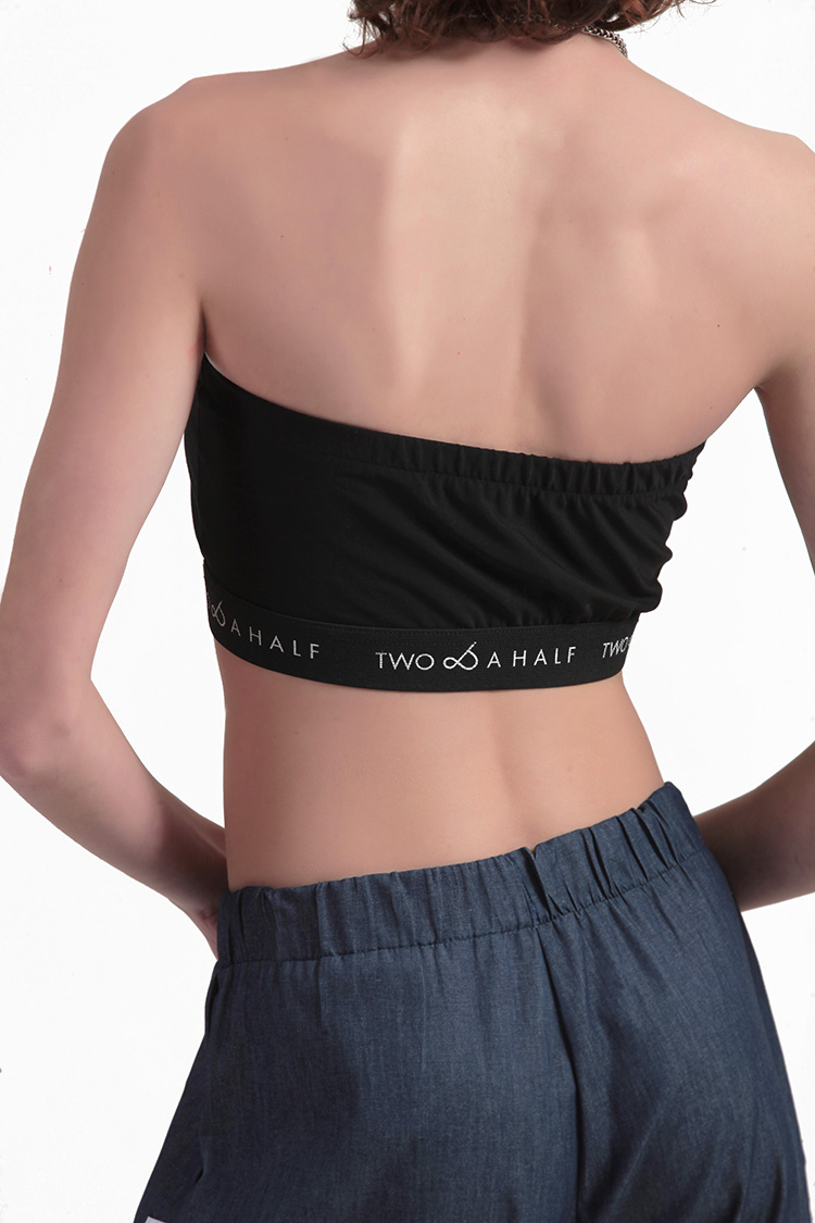 BUSTIER WITH ELASTIC LOGO — BLACK