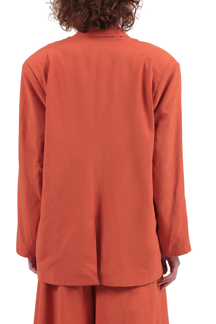 UNISEX BLAZER WITH OVERSIZED SHOULDERS AND LOGO BUTTON DETAIL — ORANGE