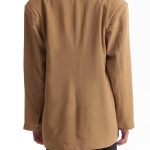 UNISEX BLAZER WITH OVERSIZED SHOULDERS AND LOGO BUTTON DETAIL — BEIGE