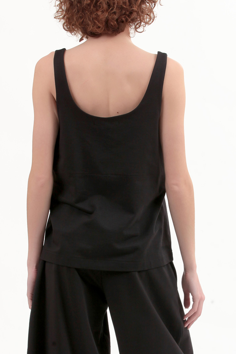 TANK TOP WITH DEEP NECKLINE — BLACK