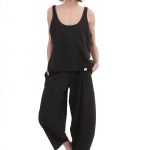 TANK TOP WITH DEEP NECKLINE — BLACK
