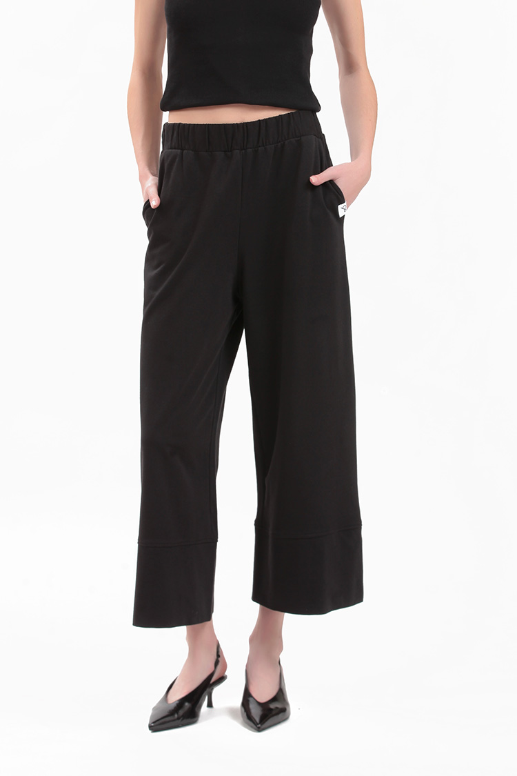 WIDE LEG ZIP CULLOTES — BLACK