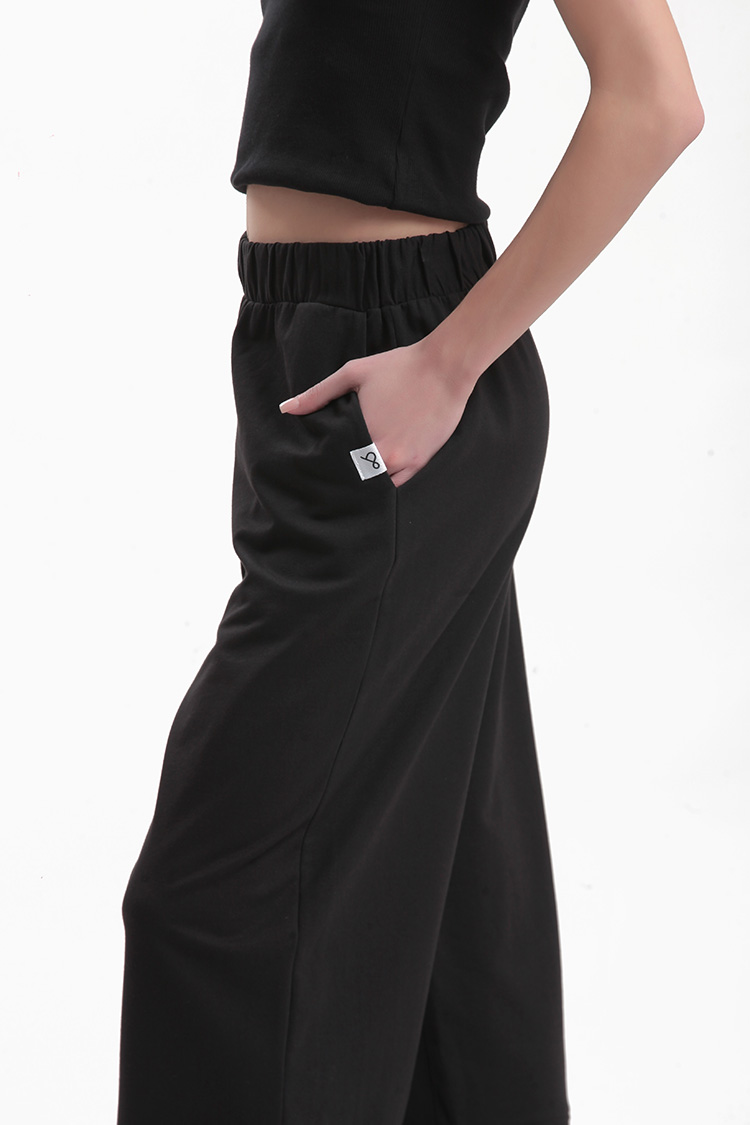 WIDE LEG ZIP CULLOTES — BLACK