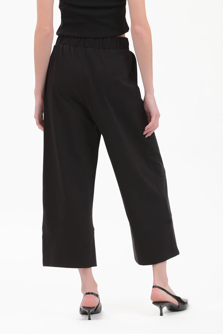 WIDE LEG ZIP CULLOTES — BLACK