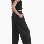 WIDE LEG ZIP CULLOTES — BLACK