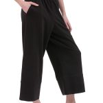 WIDE LEG ZIP CULLOTES — BLACK