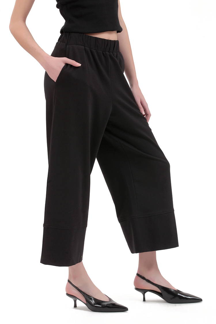 WIDE LEG ZIP CULLOTES — BLACK