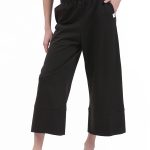 WIDE LEG ZIP CULLOTES — BLACK