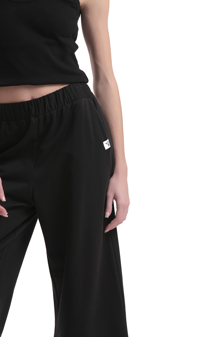 WIDE LEG ZIP CULLOTES — BLACK