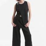 SLEEVELESS TOP WITH ASYMMETRIC FRONT OPENING