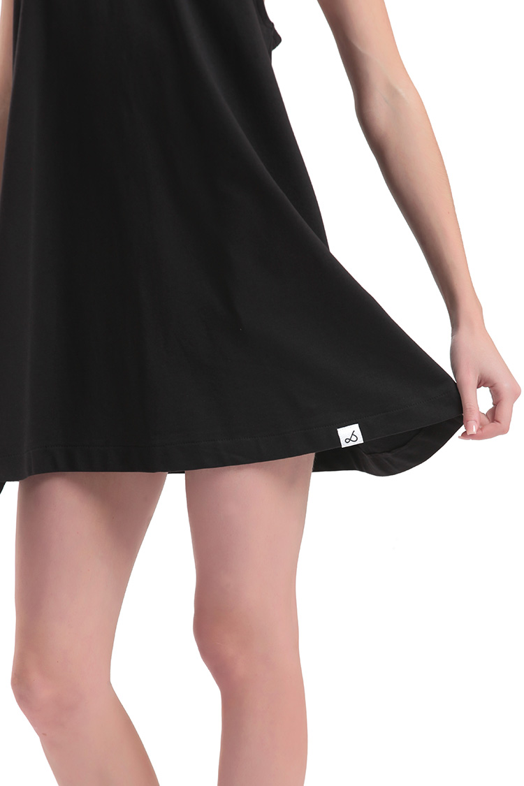 MINI DRESS WITH A TRIANGULAR BACK DESIGN — BLACK