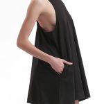MINI DRESS WITH A TRIANGULAR BACK DESIGN — BLACK