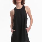 MINI DRESS WITH A TRIANGULAR BACK DESIGN — BLACK