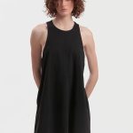 MINI DRESS WITH A TRIANGULAR BACK DESIGN — BLACK