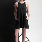 MINI DRESS WITH A TRIANGULAR BACK DESIGN — BLACK