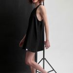MINI DRESS WITH A TRIANGULAR BACK DESIGN — BLACK
