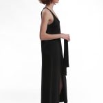 LONG DRESS WITH A FRONT SLIT — BLACK