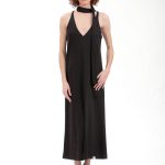 LONG DRESS WITH A FRONT SLIT — BLACK